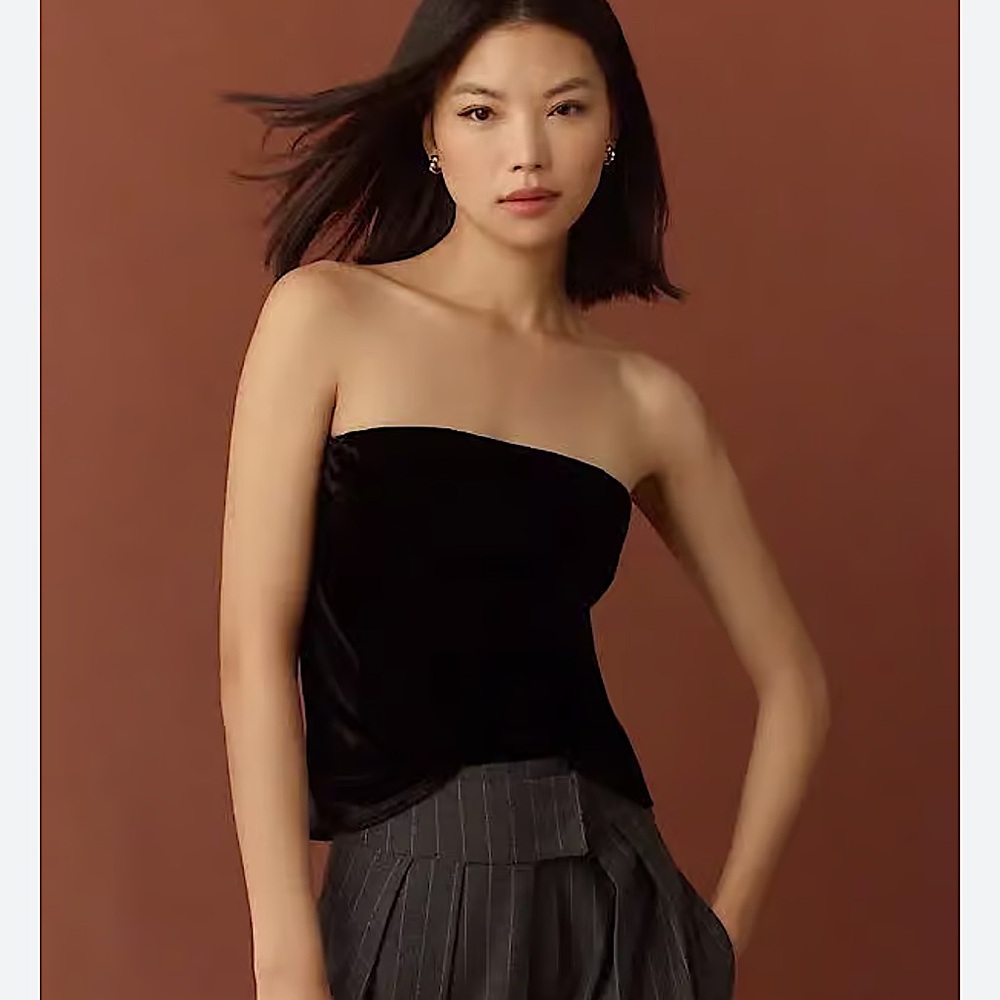 Anthropologie The Tilda Strapless Top: Velvet Edition